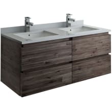 Formosa 48" Wall Mounted Double Basin Vanity Set with Cabinet and Quartz Vanity Top