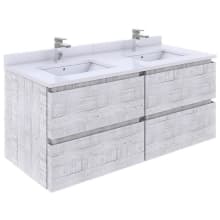Formosa 48" Wall Mounted Double Basin Vanity Set with Cabinet and Quartz Vanity Top