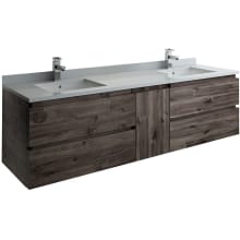 Formosa 72" Wall Mounted Double Basin Vanity Set with Cabinet and Quartz Vanity Top