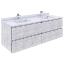 Formosa 58" Double Wall Mounted Wood Vanity Cabinet Only - Less Vanity Top