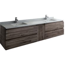 Formosa 84" Wall Mounted Double Basin Vanity Set with Cabinet and Quartz Vanity Top