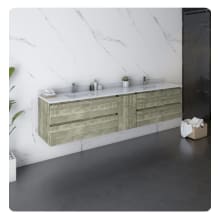 Formosa 84" Wall Mounted Double Basin Vanity Set with Cabinet and Quartz Vanity Top