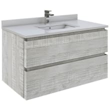 Formosa 36" Wall Mounted Single Basin Vanity Set with Cabinet and Quartz Vanity Top