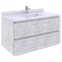 Formosa 36" Wall Mounted Single Basin Vanity Set with Cabinet and Quartz Vanity Top
