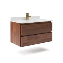 Formosa 36" Wall Mounted Single Basin Vanity Set with Cabinet and Quartz Vanity Top