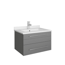 Lucera 24" Wall Mounted Single Basin Vanity Set with Cabinet and Quartz Vanity Top