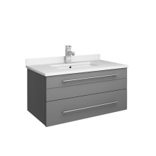 Lucera 30" Wall Mounted Single Basin Vanity Set with Cabinet and Quartz Vanity Top