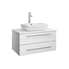Lucera 30" Wall Mounted Single Basin Vanity Set with Cabinet and Quartz Vanity Top