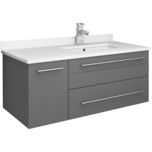 Lucera 36" Wall Mounted Single Basin Vanity Set with Cabinet and Quartz Vanity Top