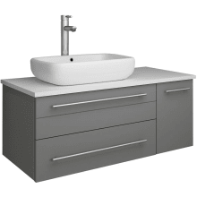 Lucera 36" Wall Mounted Single Basin Vanity Set with Cabinet and Quartz Vanity Top