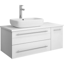 Lucera 36" Wall Mounted Single Basin Vanity Set with Cabinet and Quartz Vanity Top