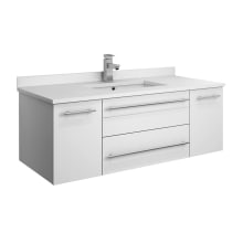 Lucera 42" Wall Mounted Single Basin Vanity Set with Cabinet and Quartz Vanity Top