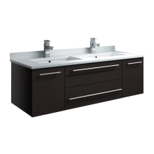 Lucera 48" Wall Mounted Double Basin Vanity Set with Cabinet and Quartz Vanity Top