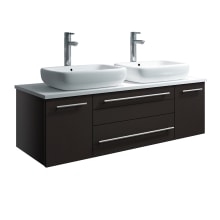 Stella 48" Wall Mounted Double Basin Vanity Set with Wood Cabinet and Quartz Vanity Top