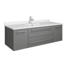 Lucera 48" Wall Mounted Single Basin Vanity Set with Cabinet and Quartz Vanity Top