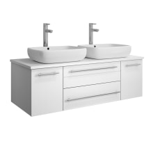 Stella 48" Wall Mounted Double Basin Vanity Set with Wood Cabinet and Quartz Vanity Top