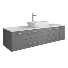 Stella 60" Wall Mounted Single Basin Vanity Set with Wood Cabinet and Quartz Vanity Top