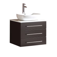 Modella 23-1/4" Wall Mounted Vanity Set with Wood Cabinet, Cultured Marble Vanity Top, and Single Vessel Sink