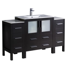 Torino 54" Free Standing Single Vanity Set with Engineered Wood Cabinet and Ceramic Vanity Top - Less Faucet