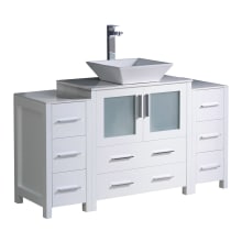Torino 54" Free Standing Vanity Set with Engineered Wood Cabinet, Ceramic Vanity Top, and Single Vessel Sink