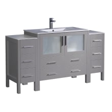 Torino 60" Free Standing Single Vanity Set with Engineered Wood Cabinet and Ceramic Vanity Top - Less Faucet
