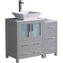 Torino 36" Free Standing Vanity Set with Engineered Wood Cabinet, Ceramic Vanity Top, and Single Vessel Sink