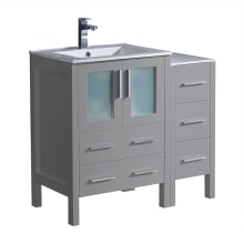 Torino 36" Free Standing Single Vanity Set with Engineered Wood Cabinet and Ceramic Vanity Top - Less Faucet