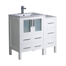 Torino 36" Free Standing Single Vanity Set with Engineered Wood Cabinet and Ceramic Vanity Top - Less Faucet