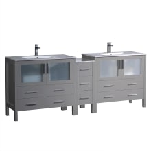 Torino 83" Free Standing Double Vanity Set with Engineered Wood Cabinet and Ceramic Vanity Top - Less Faucets