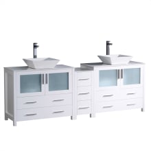 Torino 83-1/2" Free Standing Vanity Set with Engineered Wood Cabinet, Ceramic Vanity Top, and Dual Vessel Sinks