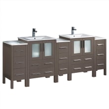 Torino 84" Free Standing Double Vanity Set with Engineered Wood Cabinet and Ceramic Vanity Top - Less Faucets
