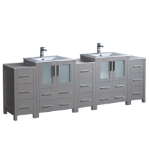 Torino 84" Free Standing Double Vanity Set with Engineered Wood Cabinet and Ceramic Vanity Top - Less Faucets