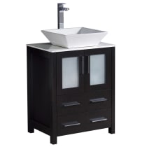 Torino 24" Free Standing Vanity Set with Engineered Wood Cabinet, Ceramic Vanity Top, and Single Vessel Sink