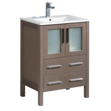 Torino 24" Free Standing Single Vanity Set with Engineered Wood Cabinet and Ceramic Vanity Top - Less Faucet