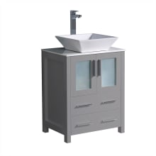Torino 24" Free Standing Vanity Set with Engineered Wood Cabinet, Ceramic Vanity Top, and Single Vessel Sink
