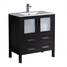 Torino 30" Free Standing Single Vanity Set with Engineered Wood Cabinet and Ceramic Vanity Top - Less Faucet