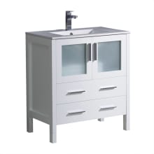 Torino 30" Free Standing Single Vanity Set with Engineered Wood Cabinet and Ceramic Vanity Top - Less Faucet