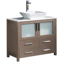 Torino 35-3/4" Free Standing Vanity Set with Engineered Wood Cabinet, Ceramic Vanity Top, and Single Vessel Sink