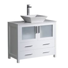 Torino 35-3/4" Free Standing Vanity Set with Engineered Wood Cabinet, Ceramic Vanity Top, and Single Vessel Sink