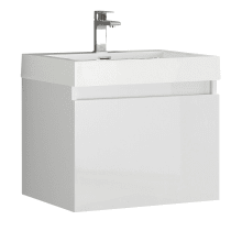 Nano 23-3/8" Wall Mounted / Floating Vanity Set with Engineered Wood Cabinet and Single Acrylic Integrated Sink