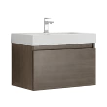 Mezzo 29" Wall Mounted Single Basin Vanity Set with Wood Cabinet and Stone Vanity Top