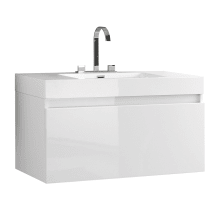 Mezzo 39-1/8" Wall Mounted Single Basin Vanity Set with Cabinet and Acrylic Vanity Top