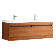 Largo 56-5/8" Wall Mounted / Floating Vanity Set with Engineered Wood Cabinet and Acrylic Dual Integrated Sinks