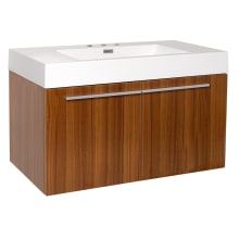 Vista 35-3/8" Wall Mounted / Floating Vanity Set with Engineered Wood Cabinet and Single Acrylic Integrated Sink
