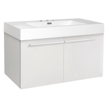 Vista 35-3/8" Wall Mounted / Floating Vanity Set with Engineered Wood Cabinet and Single Acrylic Integrated Sink