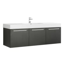 Vista 59" Wall Mounted Single Basin Vanity Set with Wood Cabinet and Stone Vanity Top