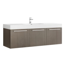 Vista 59" Wall Mounted Single Basin Vanity Set with Wood Cabinet and Stone Vanity Top