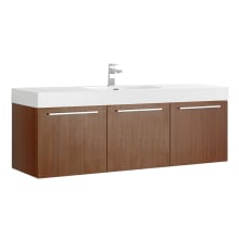 Vista 59" Wall Mounted Single Basin Vanity Set with Wood Cabinet and Stone Vanity Top