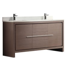 Allier 60" Free Standing Vanity Set with Plywood Cabinet, Quartz Vanity Top, and Dual Undermount Sinks
