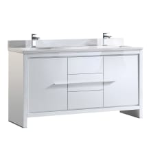 Allier 60" Free Standing Vanity Set with Plywood Cabinet, Quartz Vanity Top, and Dual Undermount Sinks